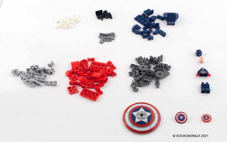 LEGO 76168 Stotnik Amerika robotski oklep kocke part out